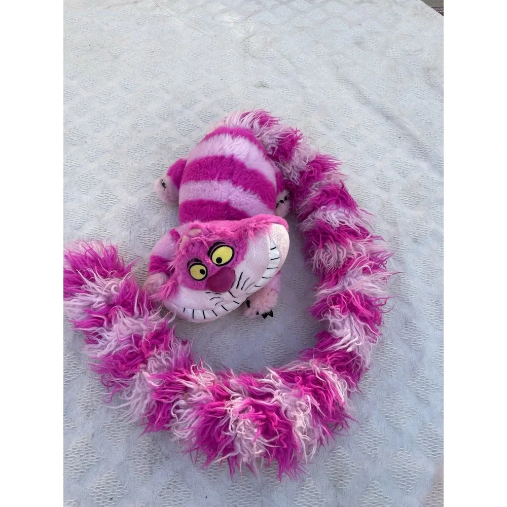 Disney Pink Cheshire Cat Plush Long Fluffy Boa Long Tail Alice in Wonderland